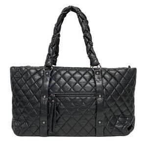 Auth CHANEL Matelasse Black Vintage Calf Shoulder Bag